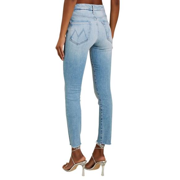 Mother High Waisted Looker Ankle Fray Jeans 29 Au Revoir Light Blue Soft Stretch - Picture 2 of 15